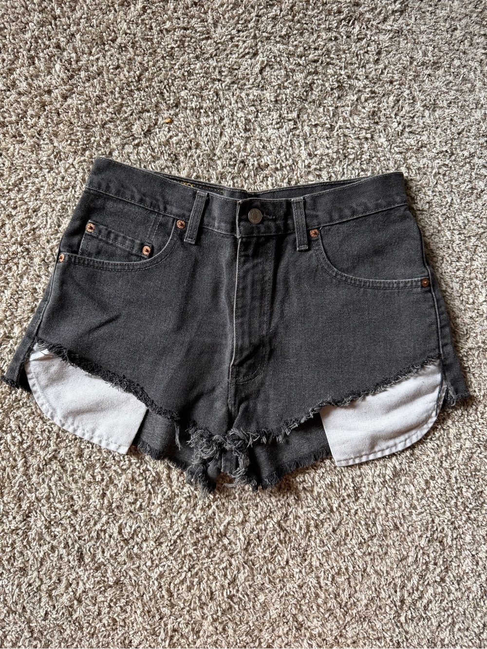 Levi's Black Frayed Hem Denim Shorts